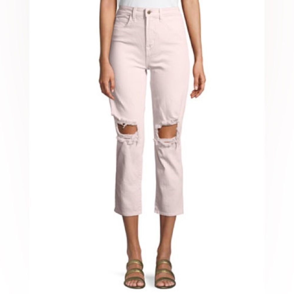 L’agence Audrina Cropped Distressed Straight-Leg High Rise Jeans Size 27
